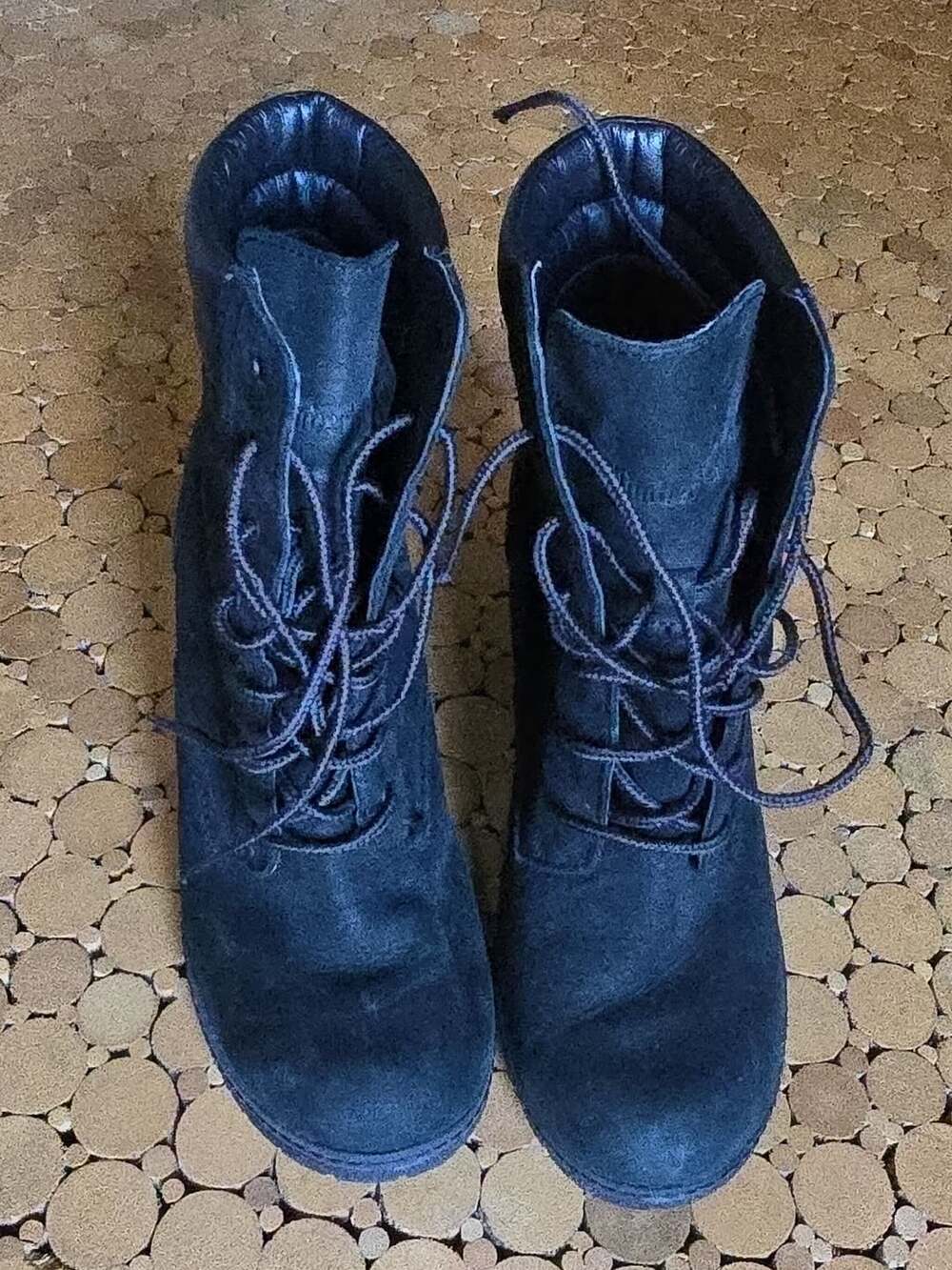 Timberland Black Suede Lace-Up Heeled Boots with Padded Collar